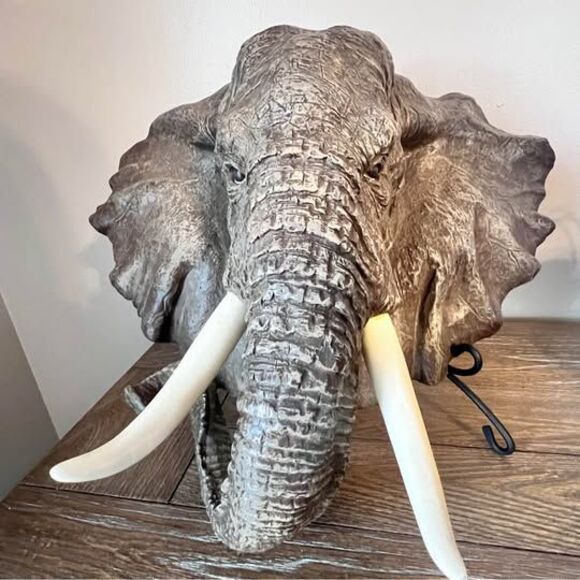 Other - RARE Exotic Polyresin African Elephant Head Wall Mount Sculpture Realistic